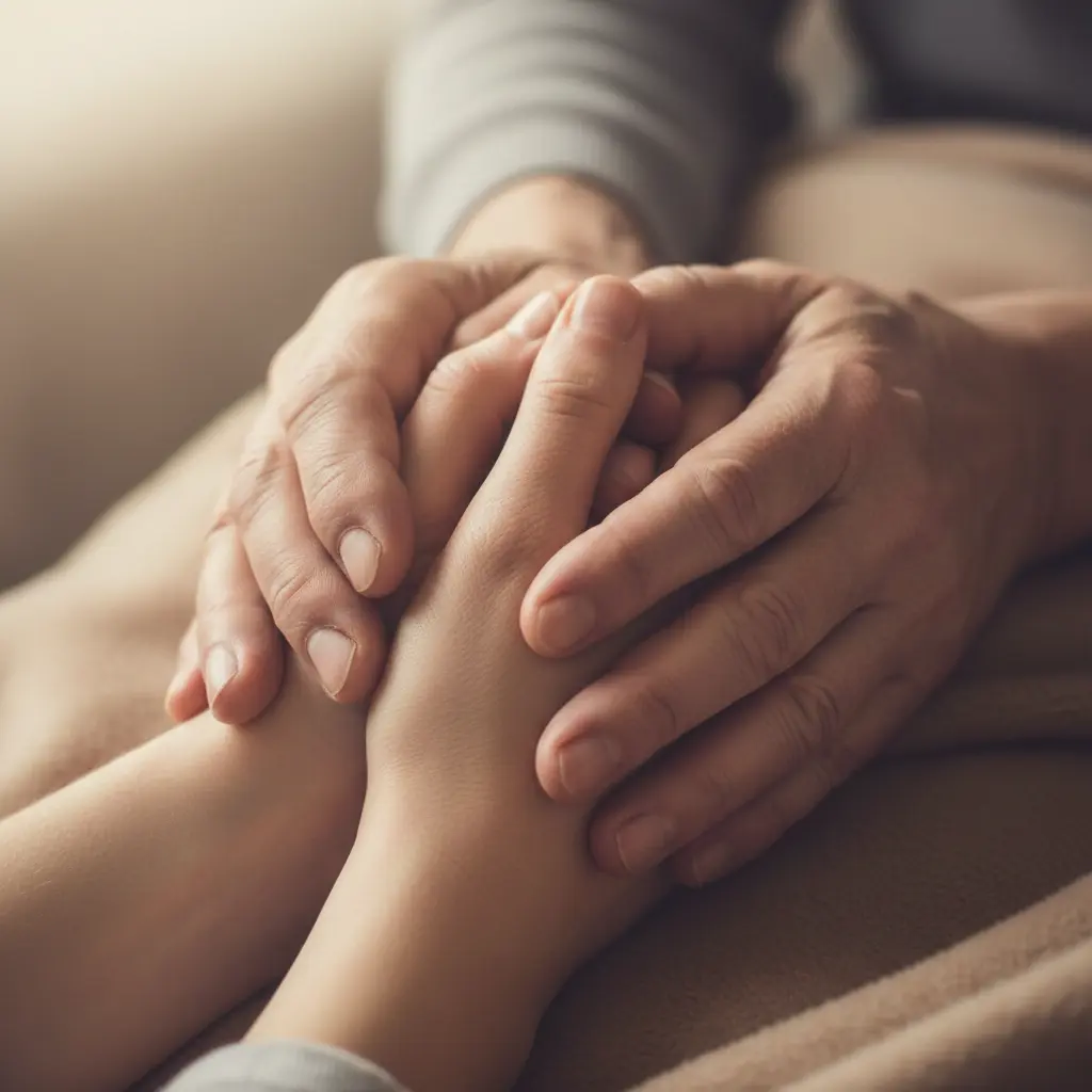 Mani che si stringono in segno di conforto